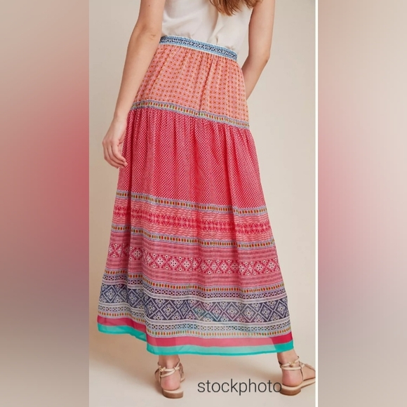 Anthropologie Tanvi Kedia Colorful Flowy Boho Maxi Skirt Womens Size Small NWT - Picture 3 of 12